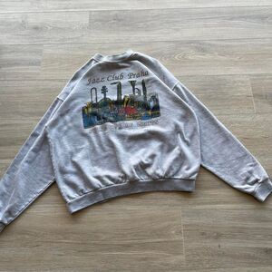 Grey VTG 90's Jazz Club Prahna Sweatshirt "City of Lights" Adult XL Mardi Gras
